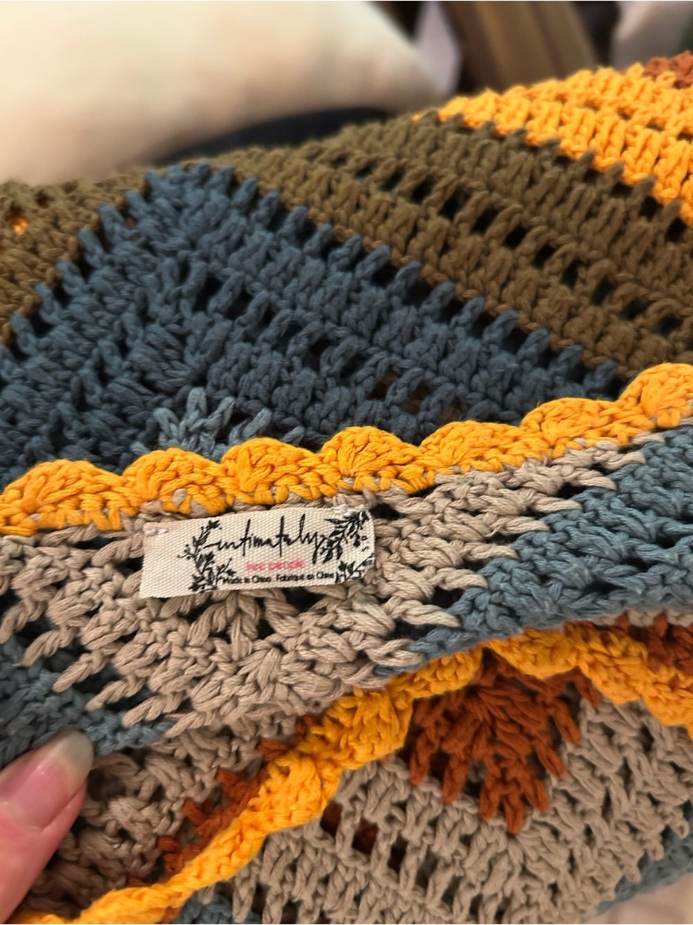 Free People Crochet Chevron Midi Dress in Mustard, Teal, Rust - Picture 5 of 7